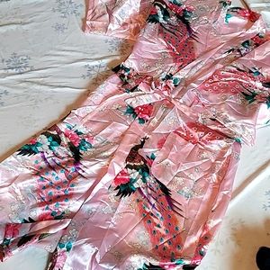 Kimono robe. Silk. Pink